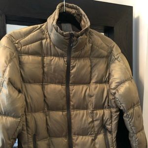 Eddie Bauer First Ascent Women's Down Jacket in light gold, gently worn